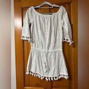 Blue Island White Tassel Tunic Top